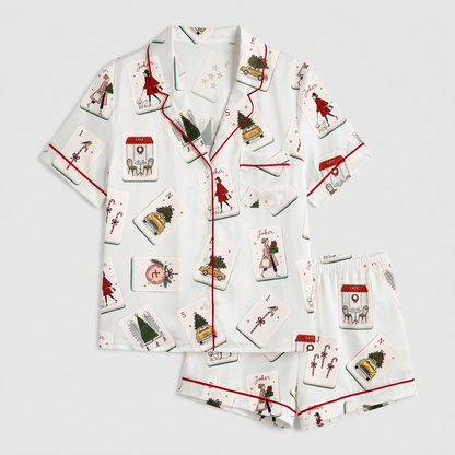 American Mahjong Night Women's Pajama Set - flat lay