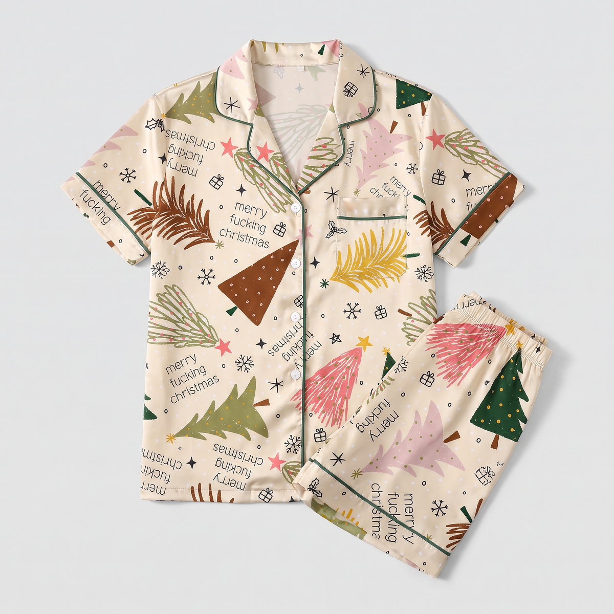 Rude But Merry Women's Pajama Set - flat lay