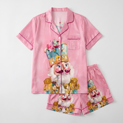Big Pink Nutcracker Women's Pajama Set - flat lay