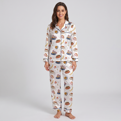 Kibble Bowl Cats Women's Pajama Set - long sleeve and pants