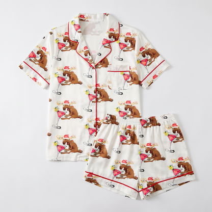 Party Reindeer Women's Pajama Set - flat lay