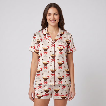 Espresso Yourself Christmas Women's Pajama Set - short sleeve and shorts
