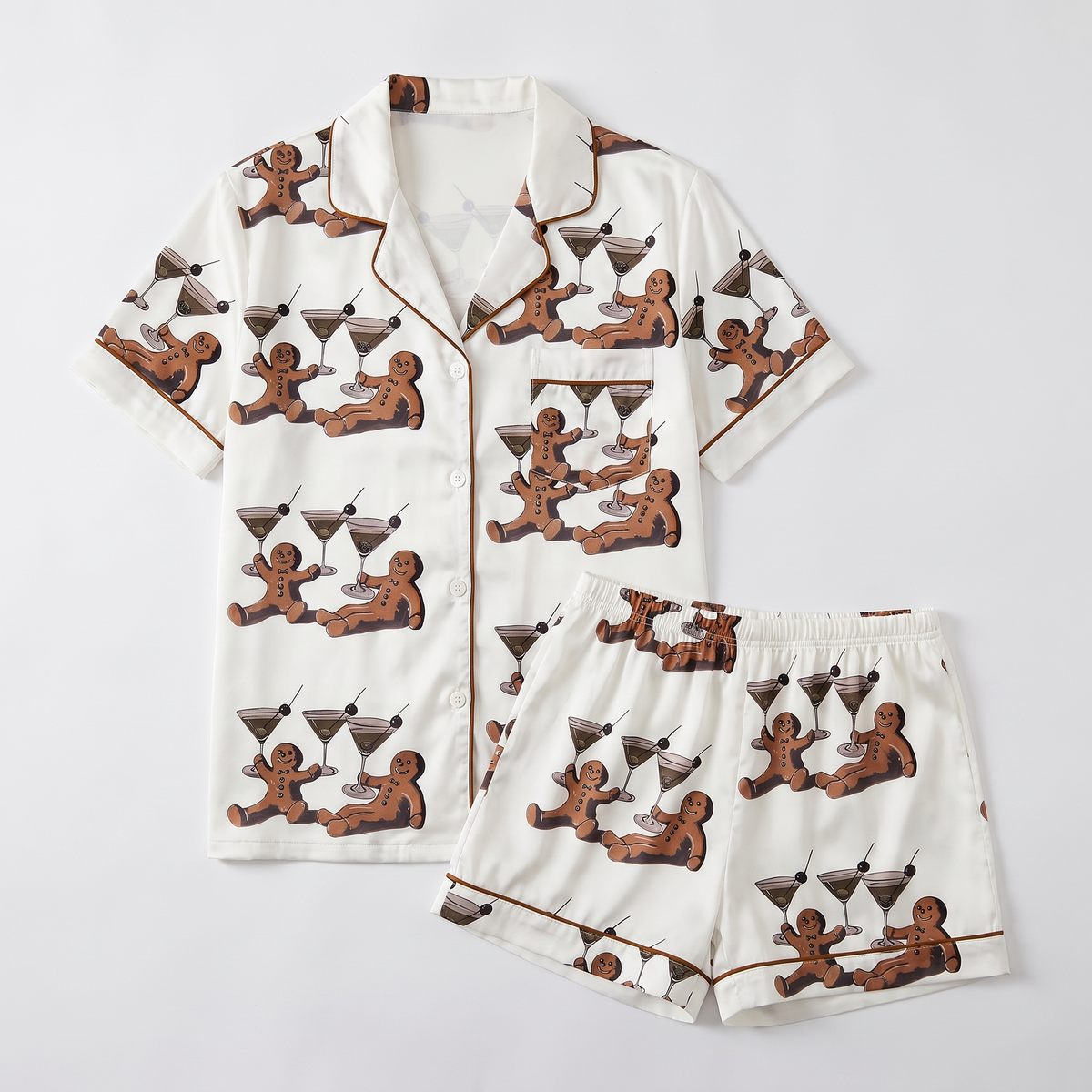 Dirty Martini Gingerbread Women's Pajama Set - flat lay