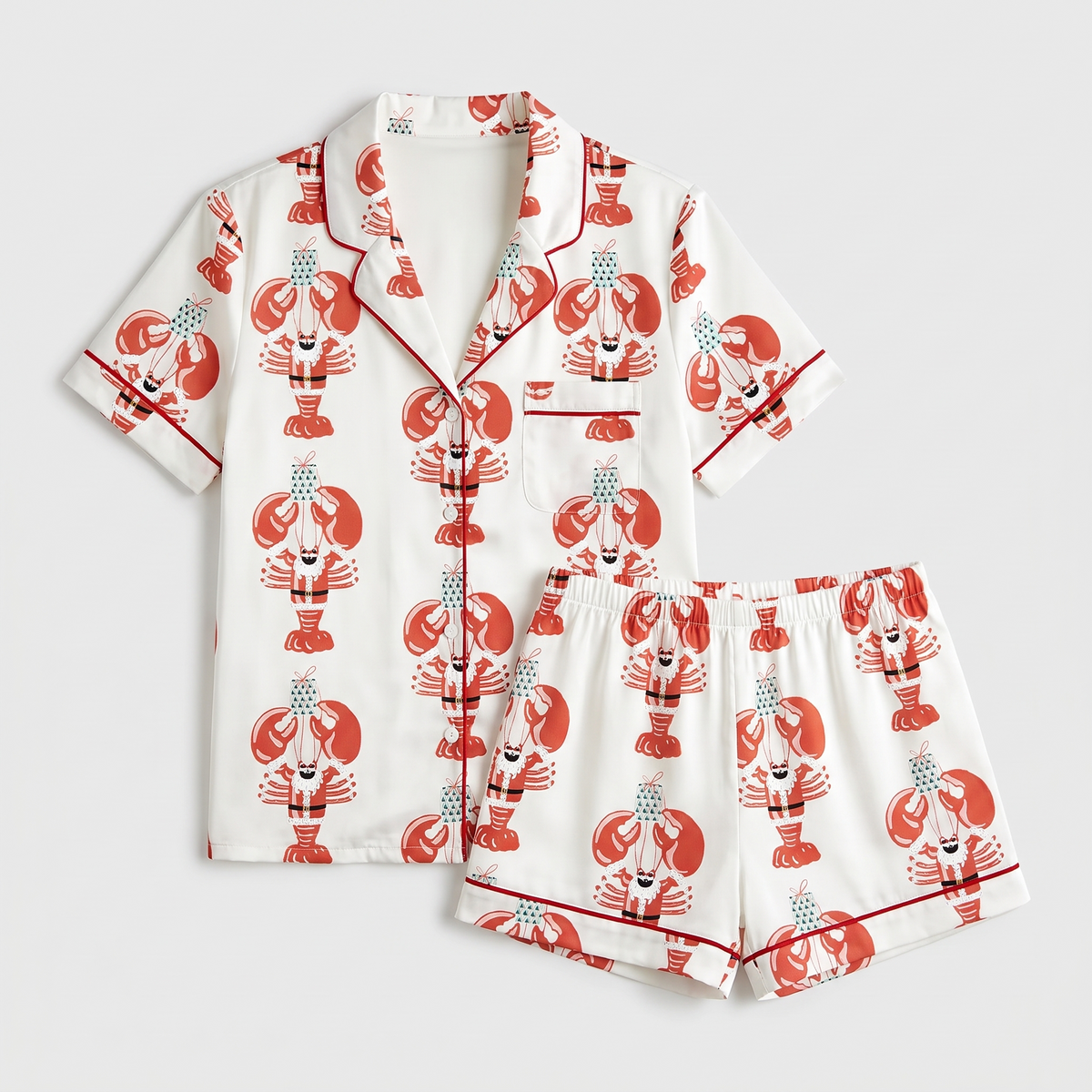 Lobstah Santa Women's Pajama Set - flat lay