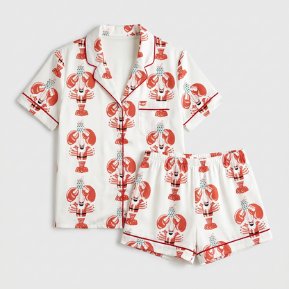 Lobstah Santa Women's Pajama Set - flat lay