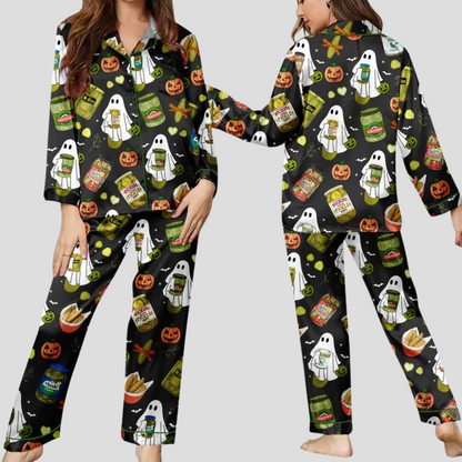 Spooky Pickle Girlie Halloween Women's Pajama Set