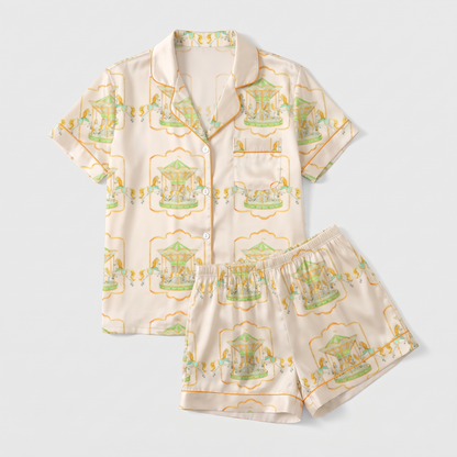 Gilded Carousel Horses Women's Pajama Set - flat lay
