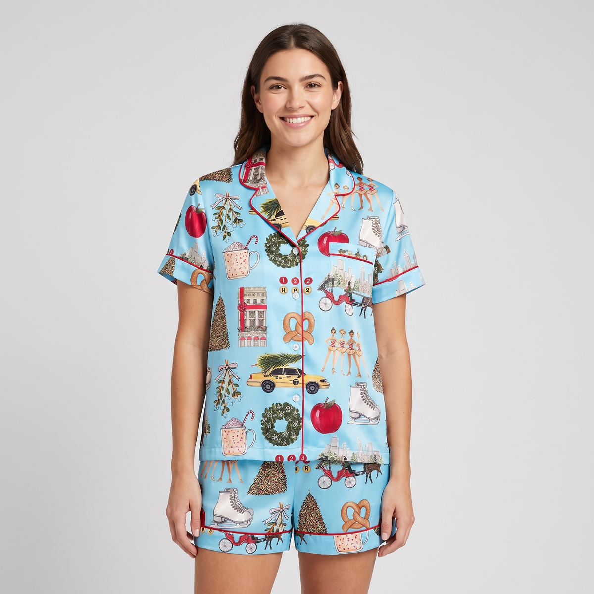 Christmas In The City Women's Pajama Set - Blue