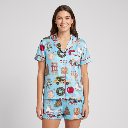 Christmas In The City Women's Pajama Set - Blue