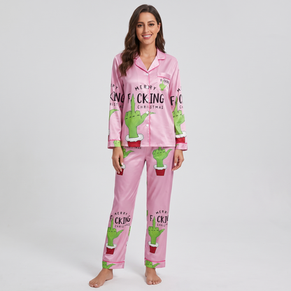 Merry Effing Christmas Inspired Women's Pajama Set - long sleeve and pants