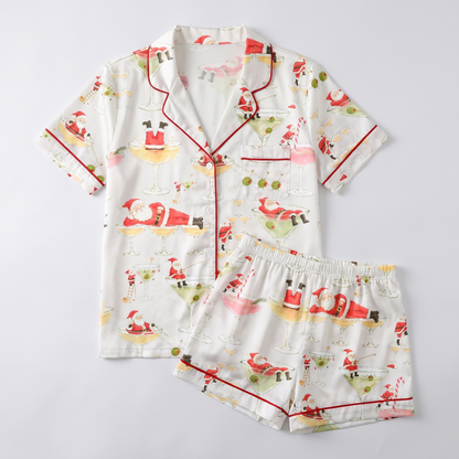 Tipsy Santa Women's Pajama Set - flat lay