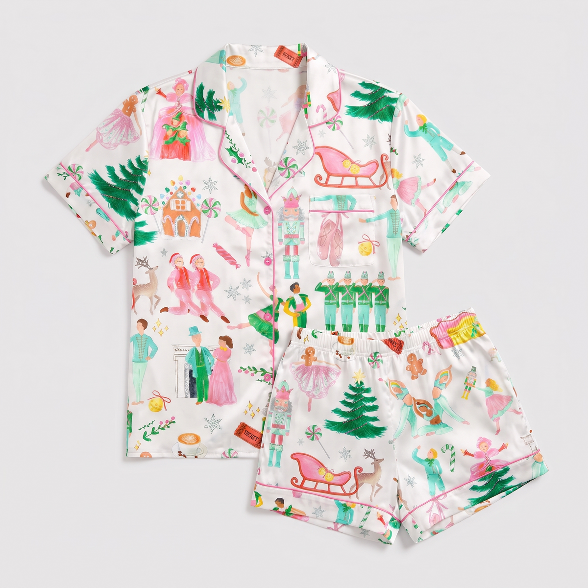 Lovely Nutcracker Ballet Women's Pajama Set - flat lay