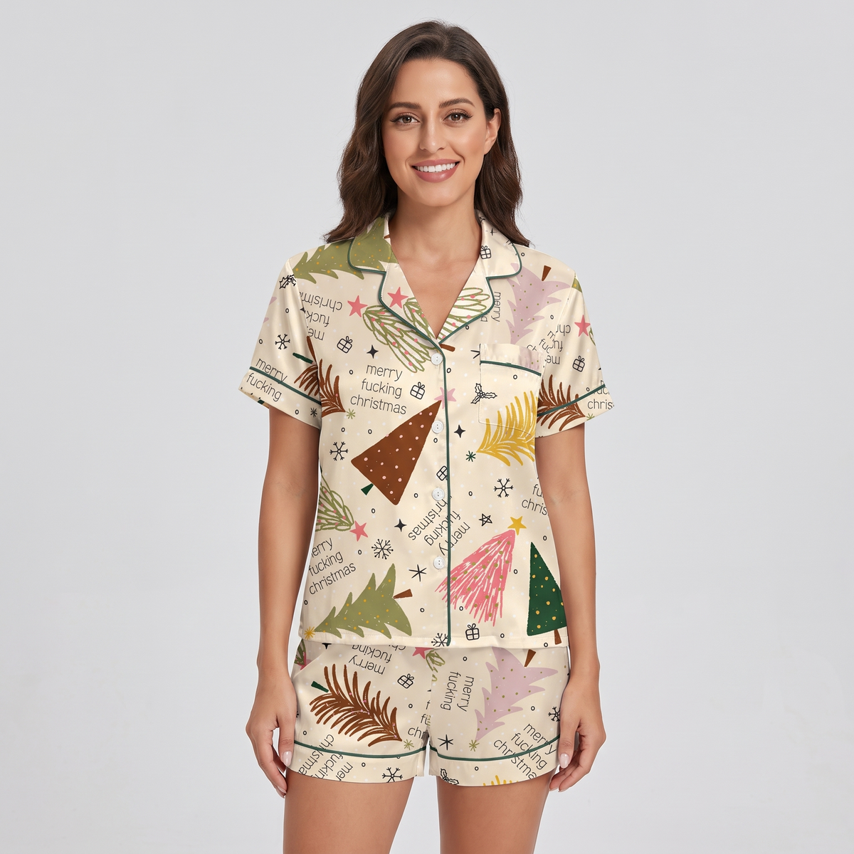 Rude But Merry Women's Pajama Set - short sleeve and shorts