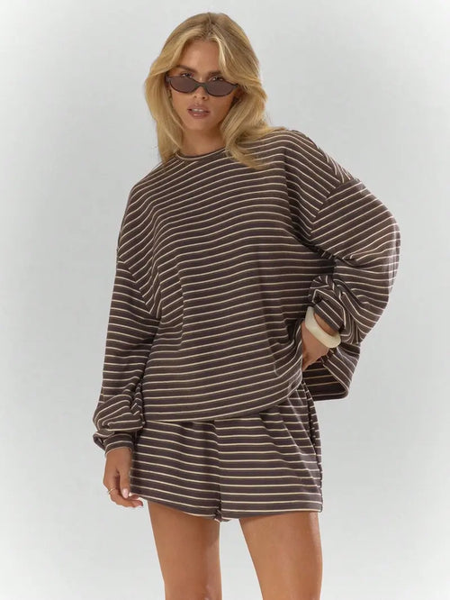 Striped Women's Cozy Oversized 2-Piece Lounge Set