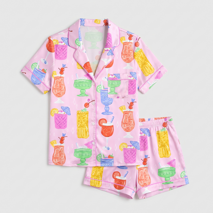 Tiki Cat Cocktails Women's Pajama Set - flat lay