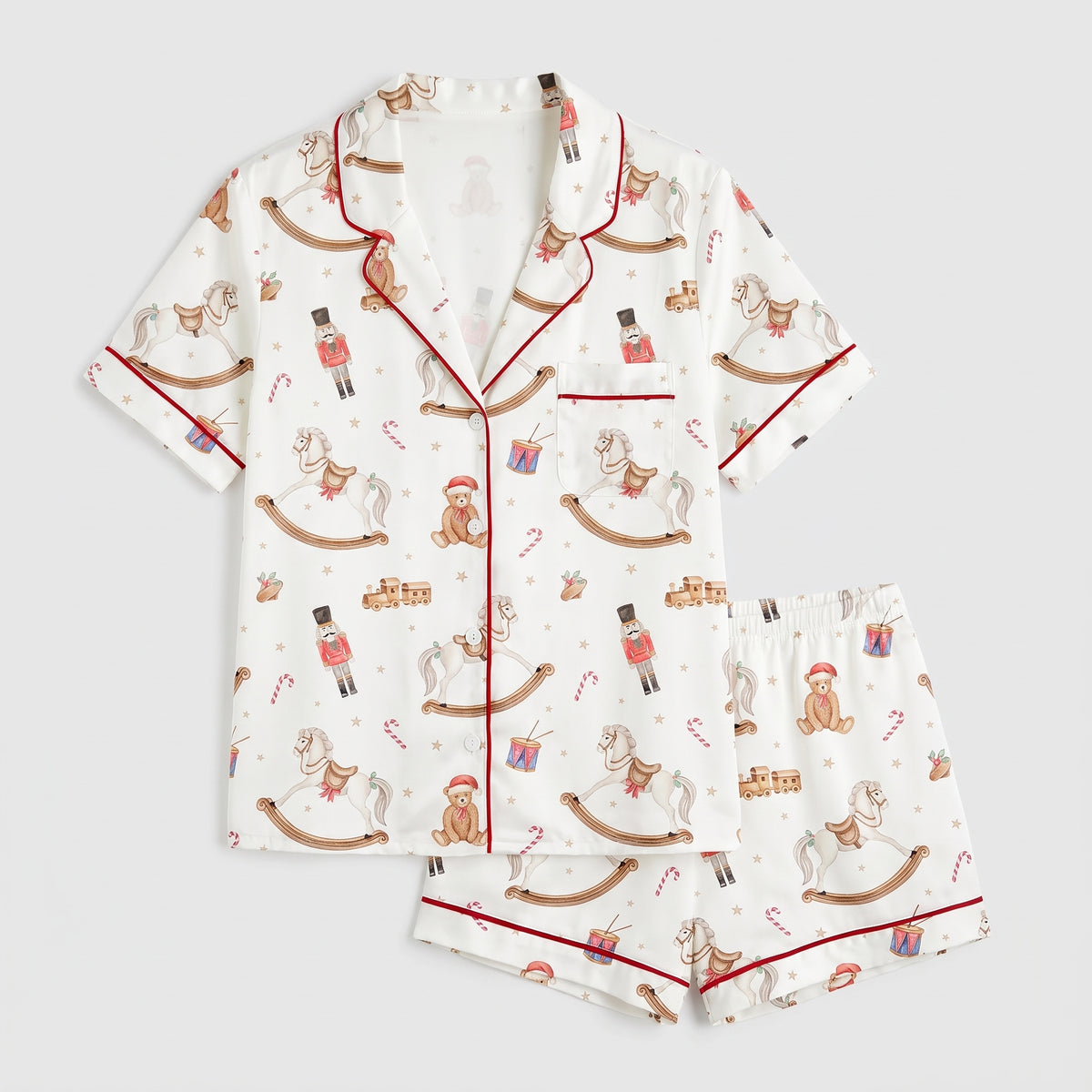 Toy Horse & Teddy Women's Pajama Set - flat lay
