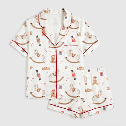 Toy Horse & Teddy Women's Pajama Set - flat lay