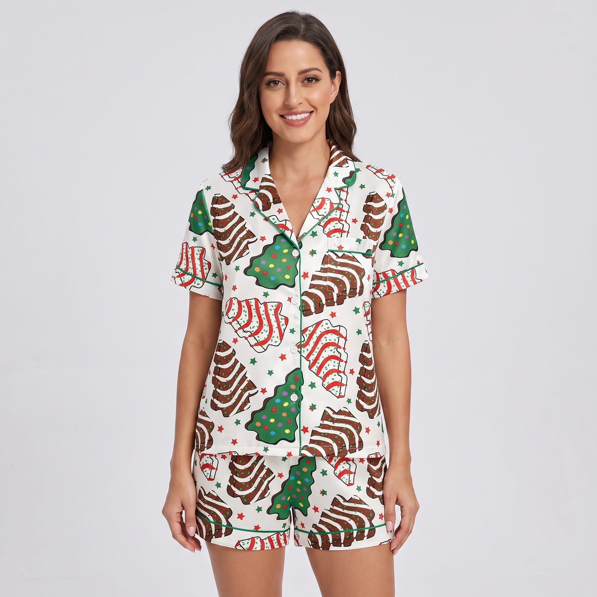 Farm Fresh Tree Cakes Women's Pajama Set - short sleeve and shorts