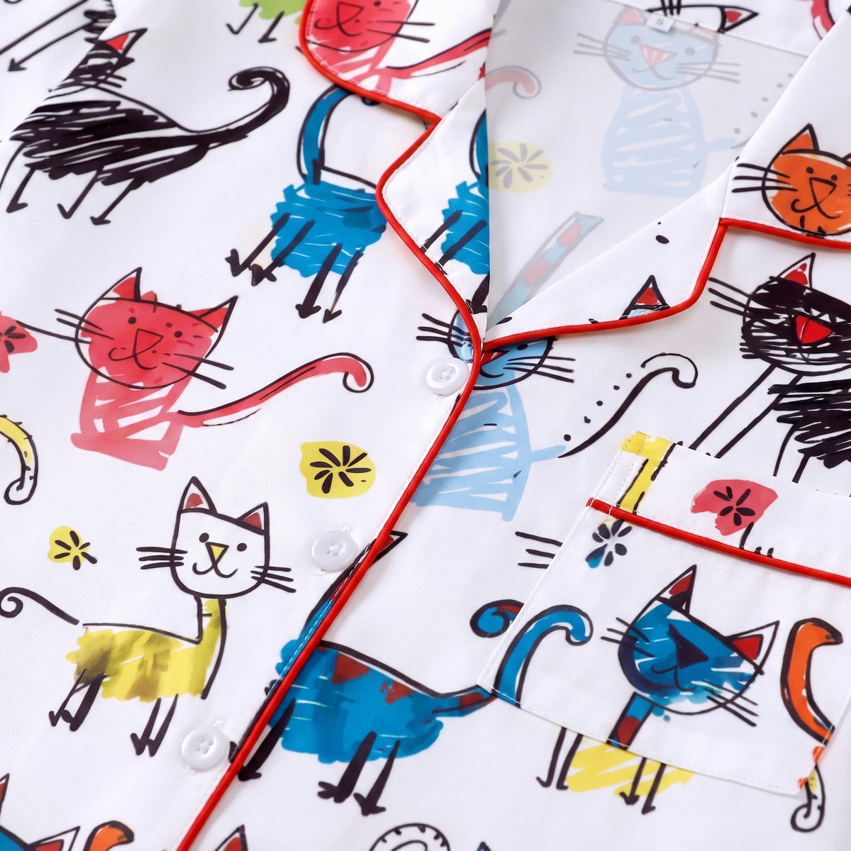 Crayon Cats Women's Pajama Set - Multicolor - print close-up