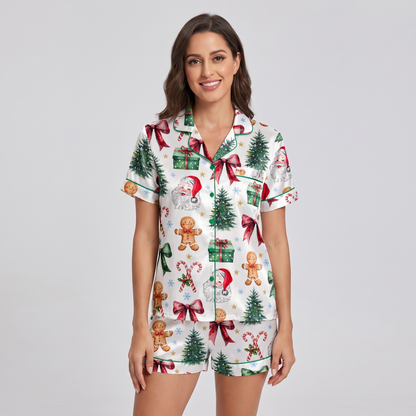 Gingerbread & Gifts Coquette Women's Pajama Set - short sleeve and shorts
