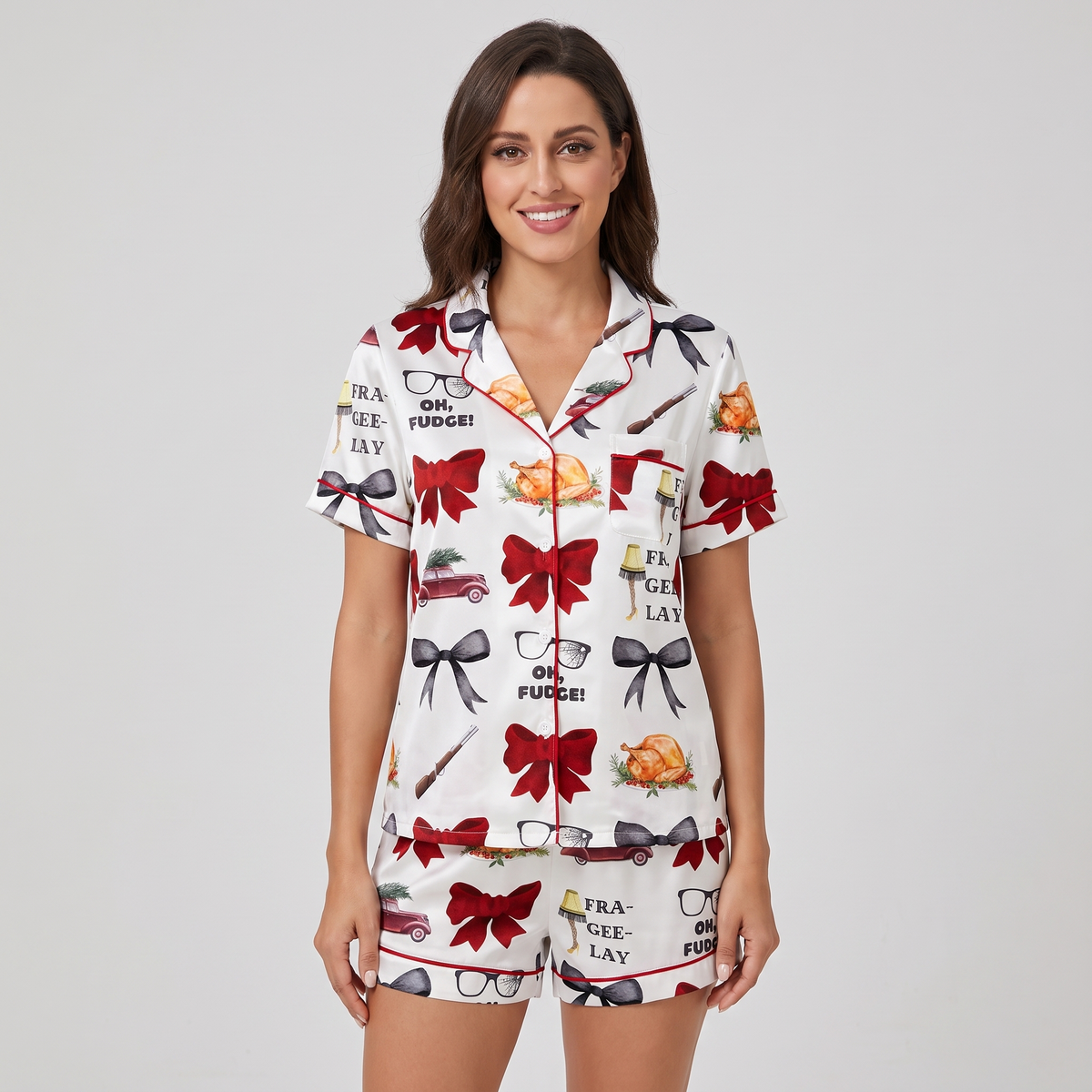 Fra-Gee-Lay Inspired Women's Pajama Set - short sleeve and shorts