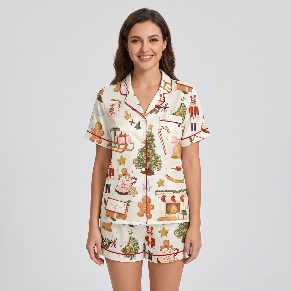 Nutcracker Fireside Women's Pajama Set - short sleeve and shorts