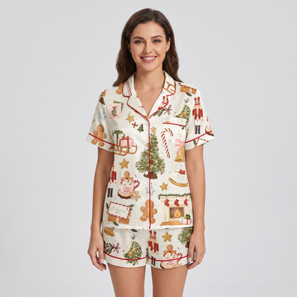 Nutcracker Fireside Women's Pajama Set - short sleeve and shorts