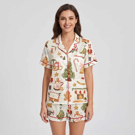 Nutcracker Fireside Women's Pajama Set - short sleeve and shorts