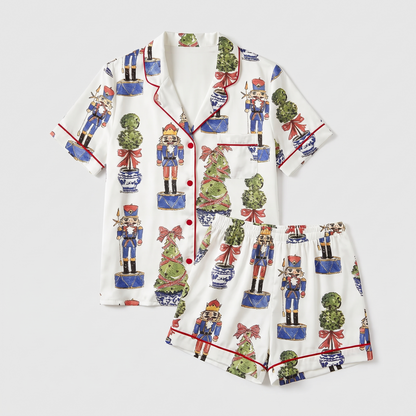 Topiary & Nutcracker Women's Pajama Set - flat lay