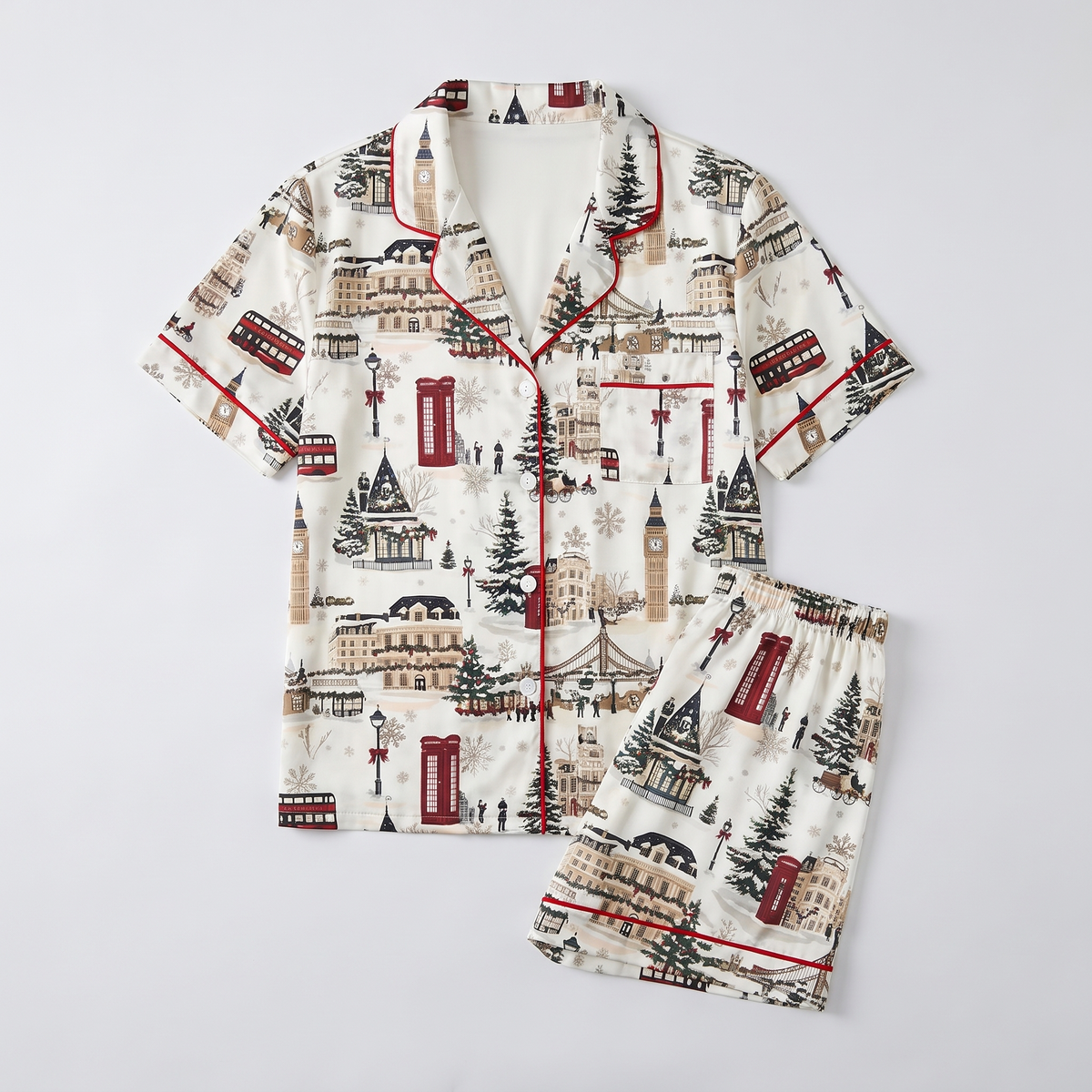 London Christmas Women's Pajama Set - flat lay
