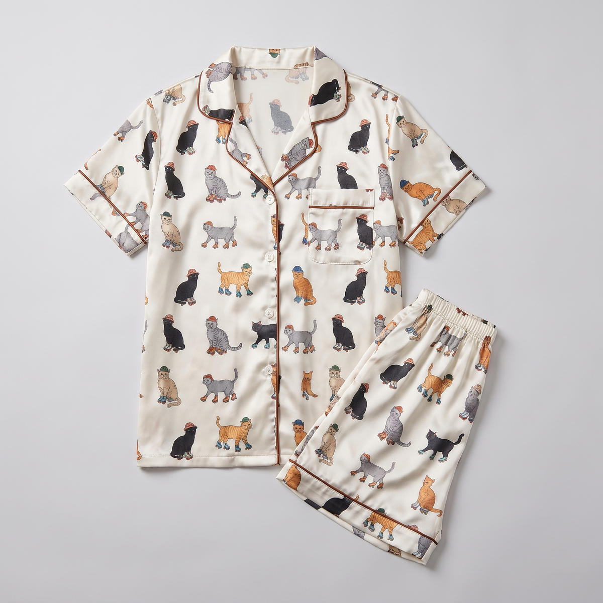 Cowboy Boot Cats Women's Pajama Set - flat lay