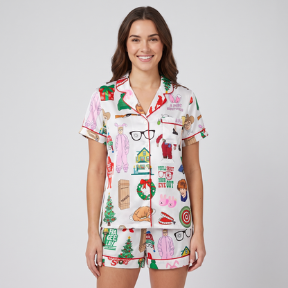 Leg Lamp Inspired Women's Pajama Set - short sleeve and shorts