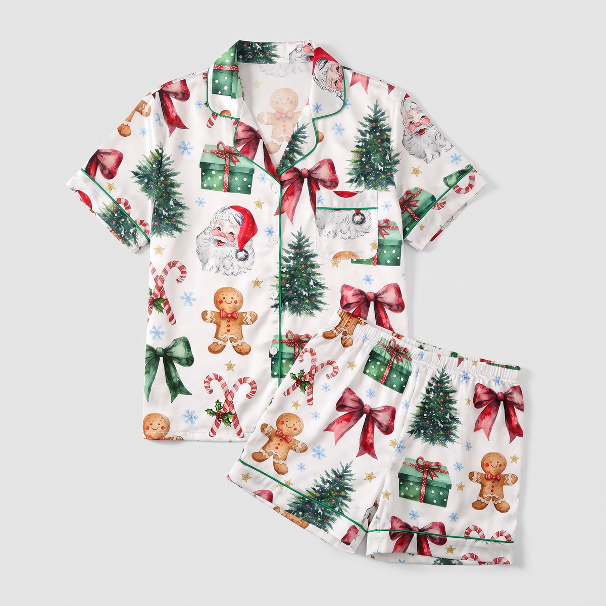 Gingerbread & Gifts Coquette Women's Pajama Set - flat lay