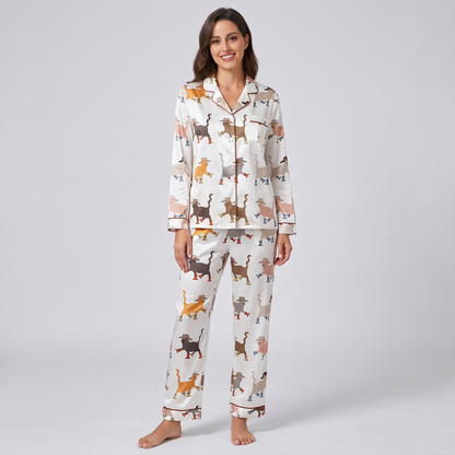Cowboy Boot Cats Women's Pajama Set - long sleeve and pants