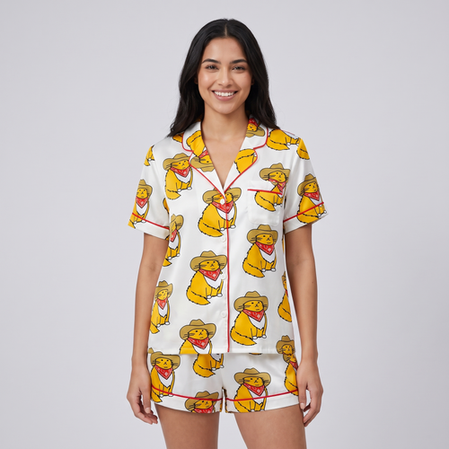 Howdy Cats Women's Pajama Set - short sleeve and shorts