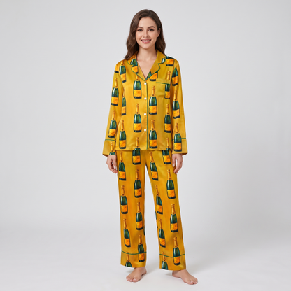 Golden Champagne Women's Pajama Set - long sleeve and pants