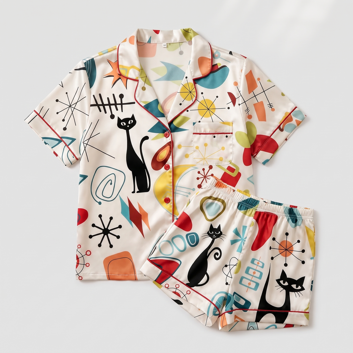 Atomic Age Cats Women's Pajama Set - flat lay