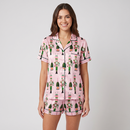 Nutcracker Bubbly Women's Pajama Set - short sleeve and shorts