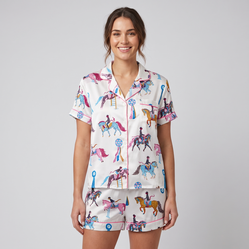 Pastel Pony Jumpers Horse Women's Pajama Set - short sleeve and shorts