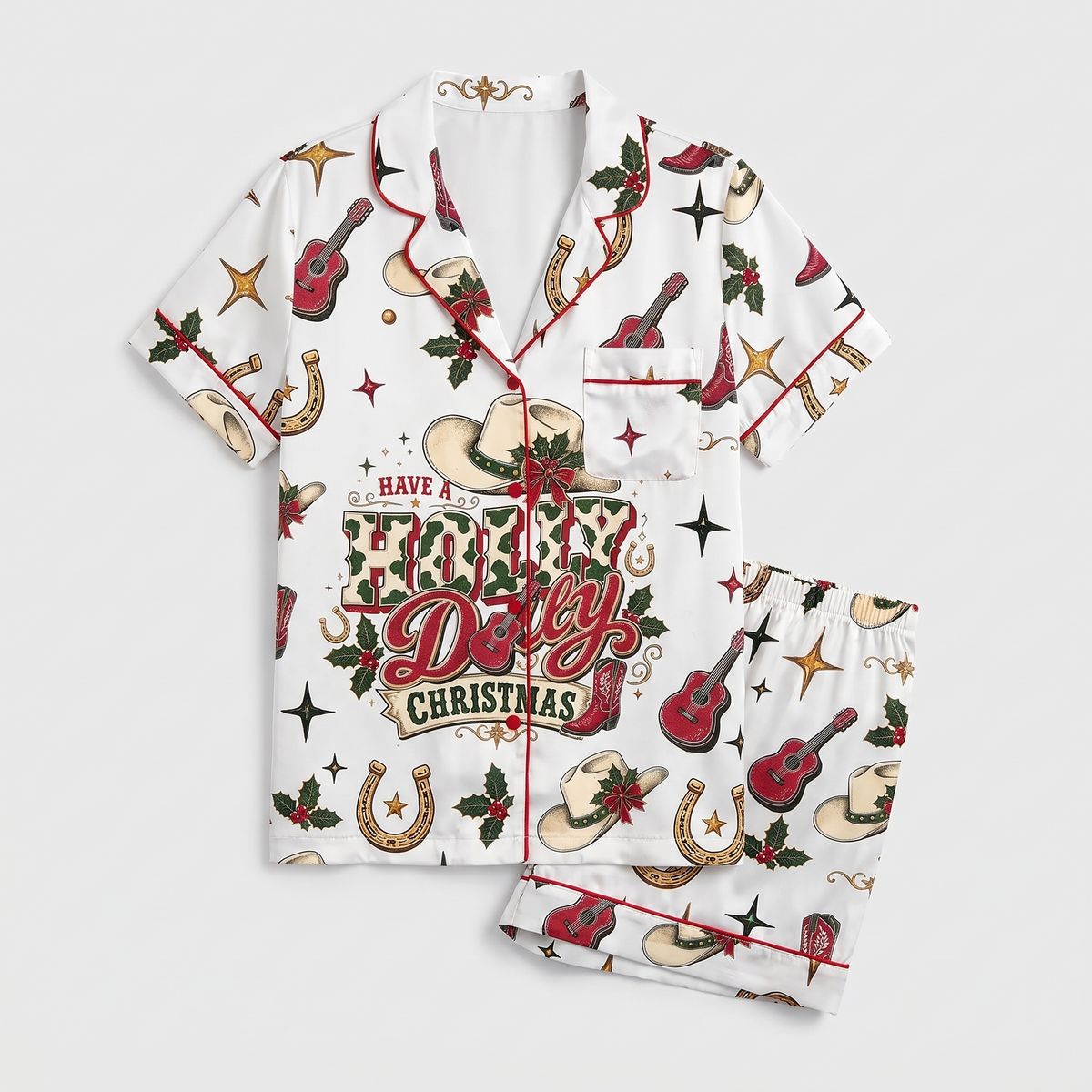 Holly Dolly Guitars Women's Pajama Set - flat lay