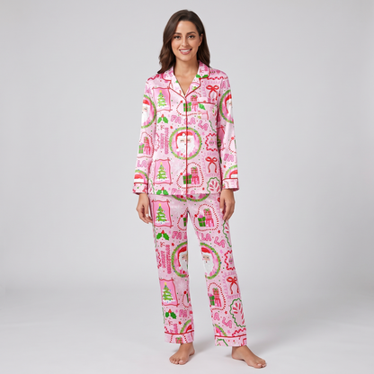 Fa La La Pink Women's Pajama Set - long sleeve and pants