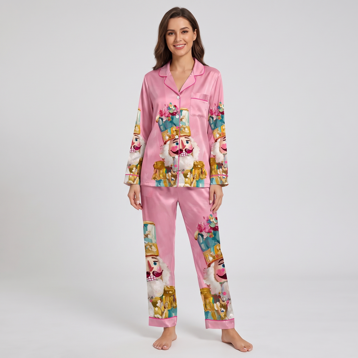 Big Pink Nutcracker Women's Pajama Set - long sleeve and pants