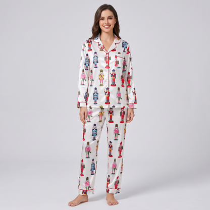 Bright Nutcracker Soldiers Women's Pajama Set - long sleeve and pants