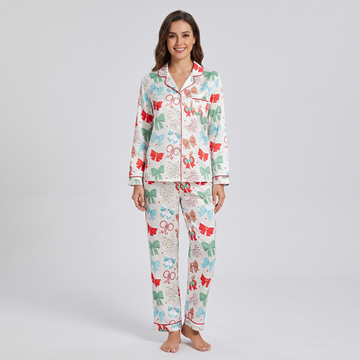 Mint & Pink Coquette Women's Pajama Set - long sleeve and pants