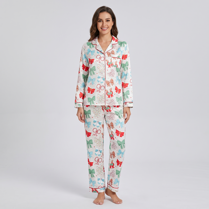 Mint & Pink Coquette Women's Pajama Set - long sleeve and pants