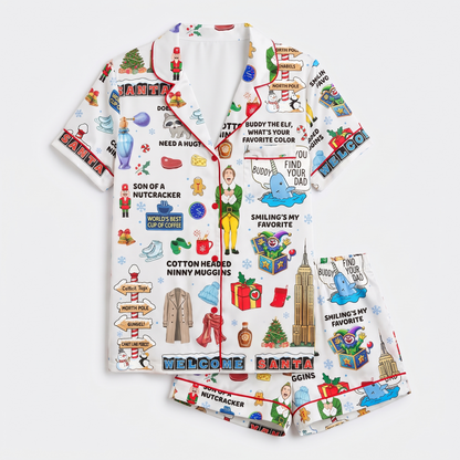 Buddy In NYC Inspired Women's Pajama Set - flat lay