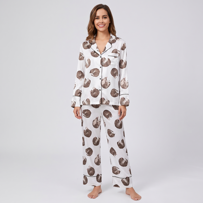 Curled Up Cats Women's Pajama Set - long sleeve and pants