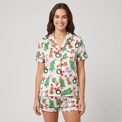 You're A Mean One Inspired Women's Pajama Set - short sleeve and shorts