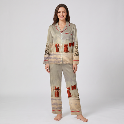 Santa's Clothesline Women's Pajama Set - long sleeve and pants