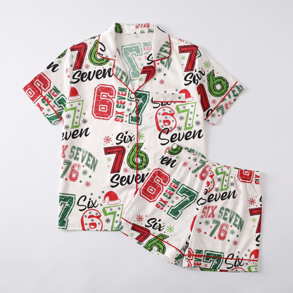 Six Seven Christmas Women's Pajama Set - flat lay